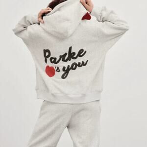 Parke Loves You Hoodie NEW Valentine's Day Classic Gray Logo Sweatshirt Large XL